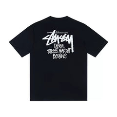 STUSSY Black Dover Street Market Beijing Back Print Tee