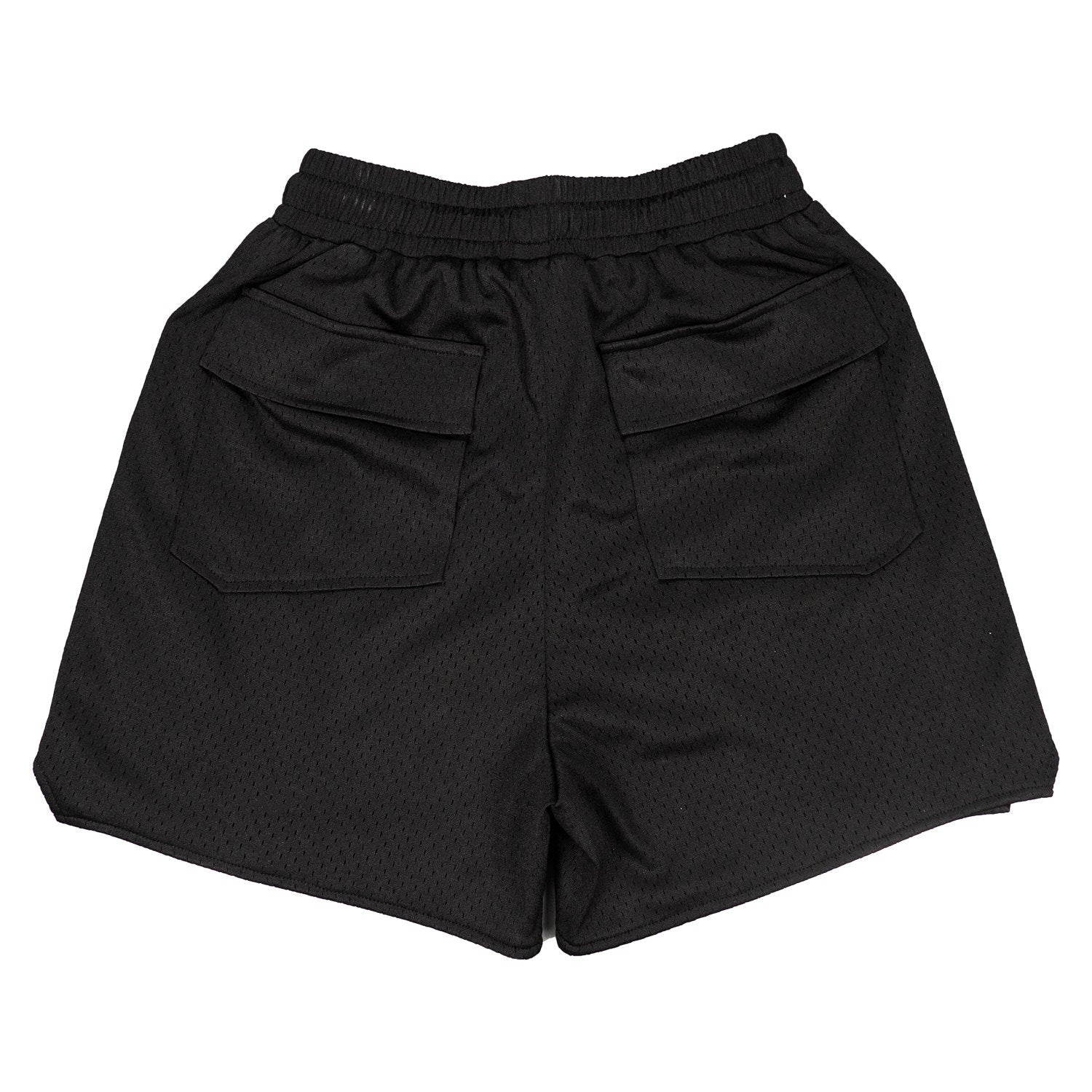Rhude Large Silver Logo Applique Mesh Streetwear Drawstring Black Shorts
