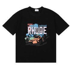 Rhude Grand Prix Miami Racing Car Graphic Black Short Sleeve T‑Shirt
