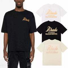Rhude Authorized Sales And Service Front & Back Script Logo Short Sleeve T-Shirt