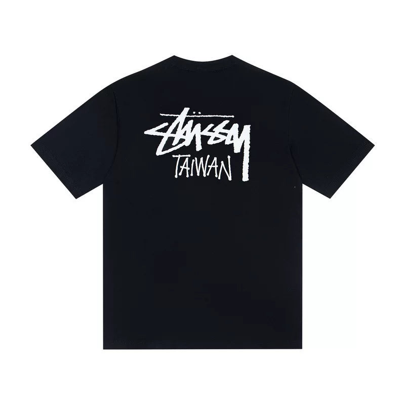 STUSSY Black TAIWAN Front Logo Tee