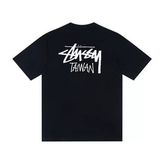STUSSY Black TAIWAN Front Logo Tee
