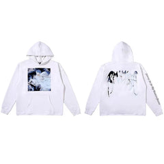 Revenge White Angel Painting Blue Arch Logo Pullover Hoodie