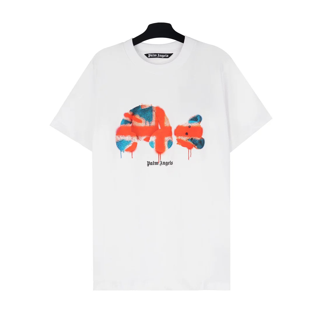 Palm Angel White Graffiti Bear Graphic Tee
