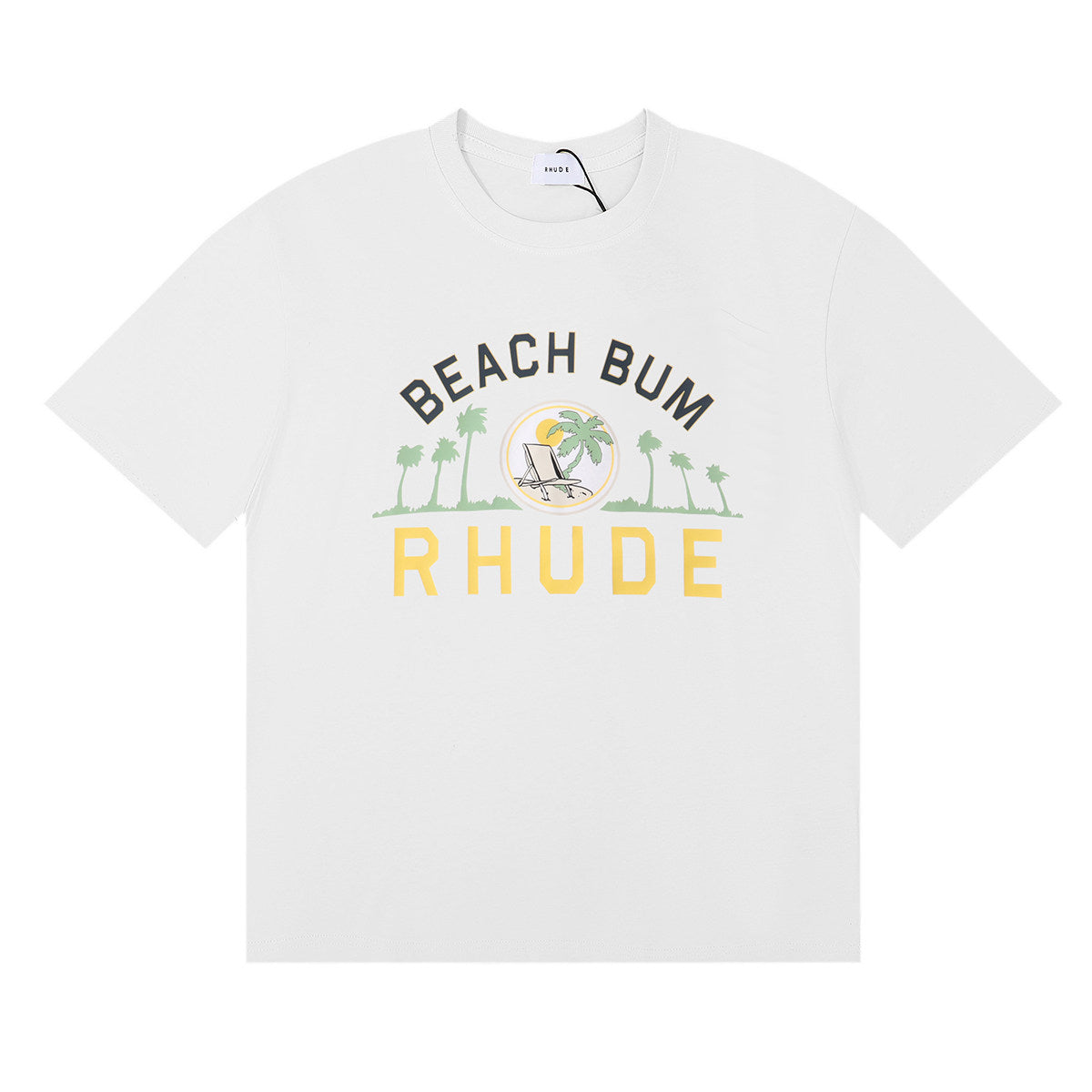 Rhude Beach Bum Palm Tree Beach Graphic Short Sleeve T-Shirt