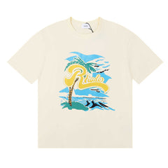 Rhude Tropical Palm Beach Script Logo Graphic Short Sleeve T-Shirt