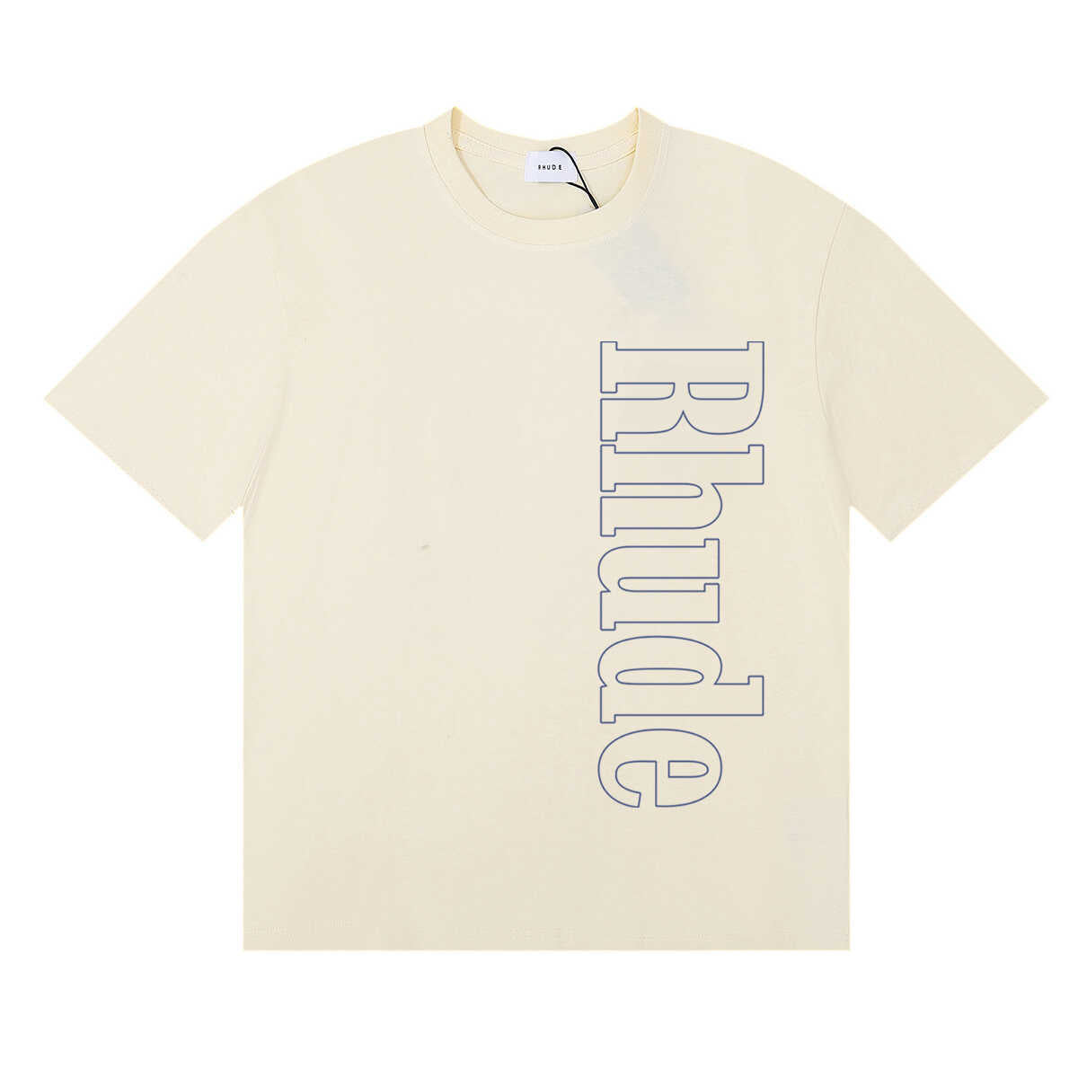Rhude Vertical Outline Letter Logo Graphic Short Sleeve T-Shirt