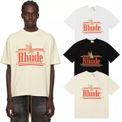 Rhude Eagle Logo Classic Letter Graphic Short Sleeve T-Shirt