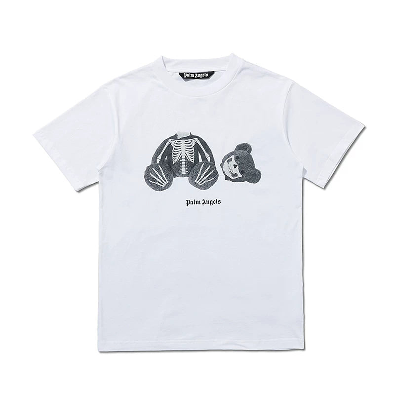 Palm Angel White Skeleton Bear Graphic Tee