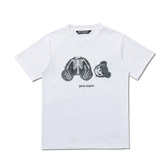 Palm Angel White Skeleton Bear Graphic Tee