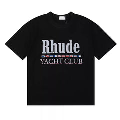 Rhude Yacht Club Flag Print High Quality Double-Yarn Casual Short Sleeve T-Shirt