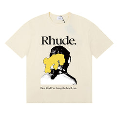 Rhude "Dear God I'm Doing The Best I Can" Portrait Graphic Short Sleeve T-Shirt
