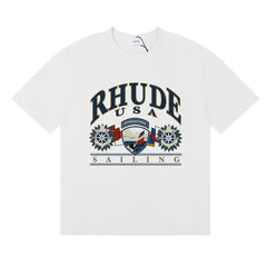 Rhude USA International Sailing Nautical Crest Graphic Short Sleeve T-Shirt