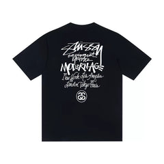 STUSSY Black Modernage Graffiti Back Print Tee
