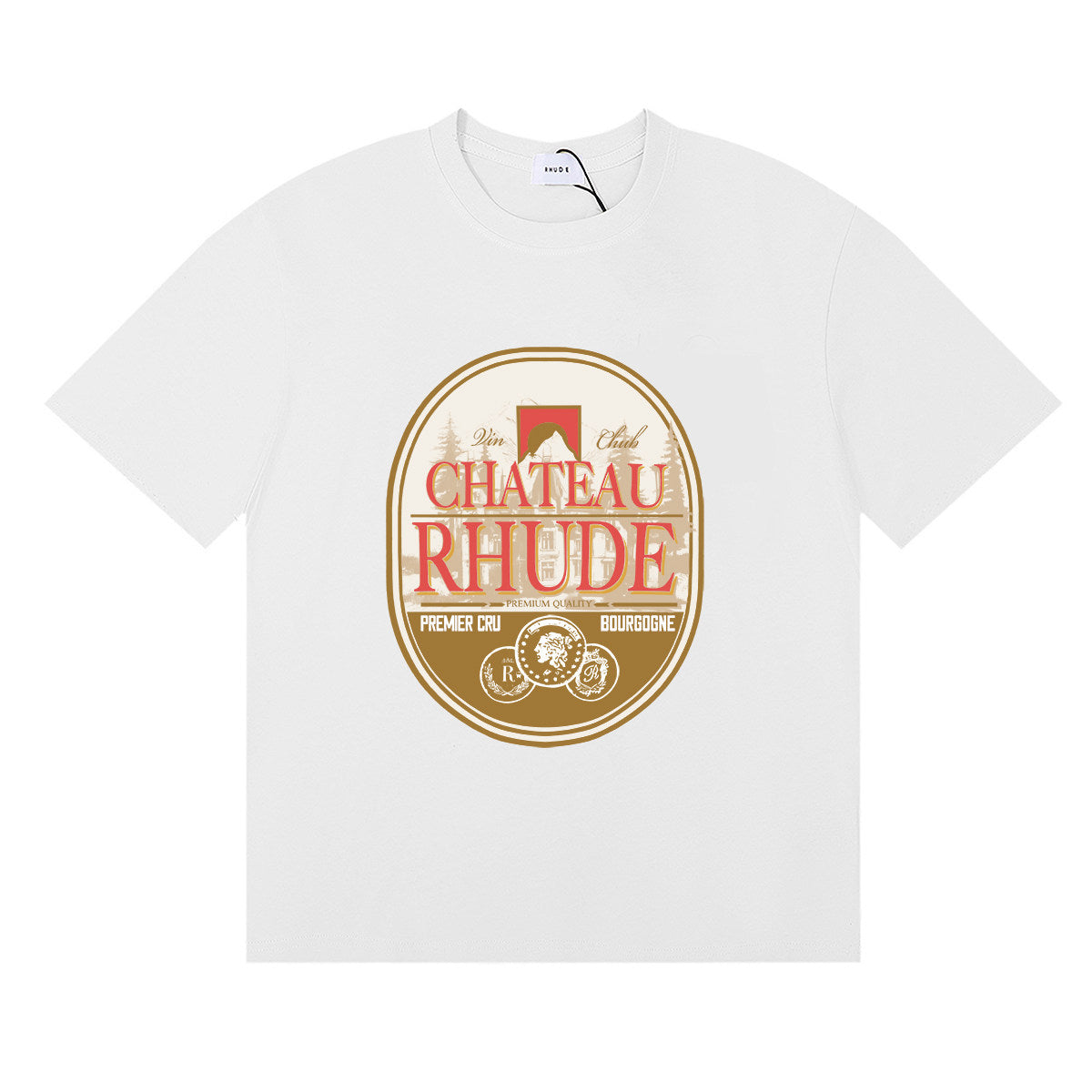 Rhude Chateau Rhude Wine Label Graphic White Short Sleeve T‑Shirt
