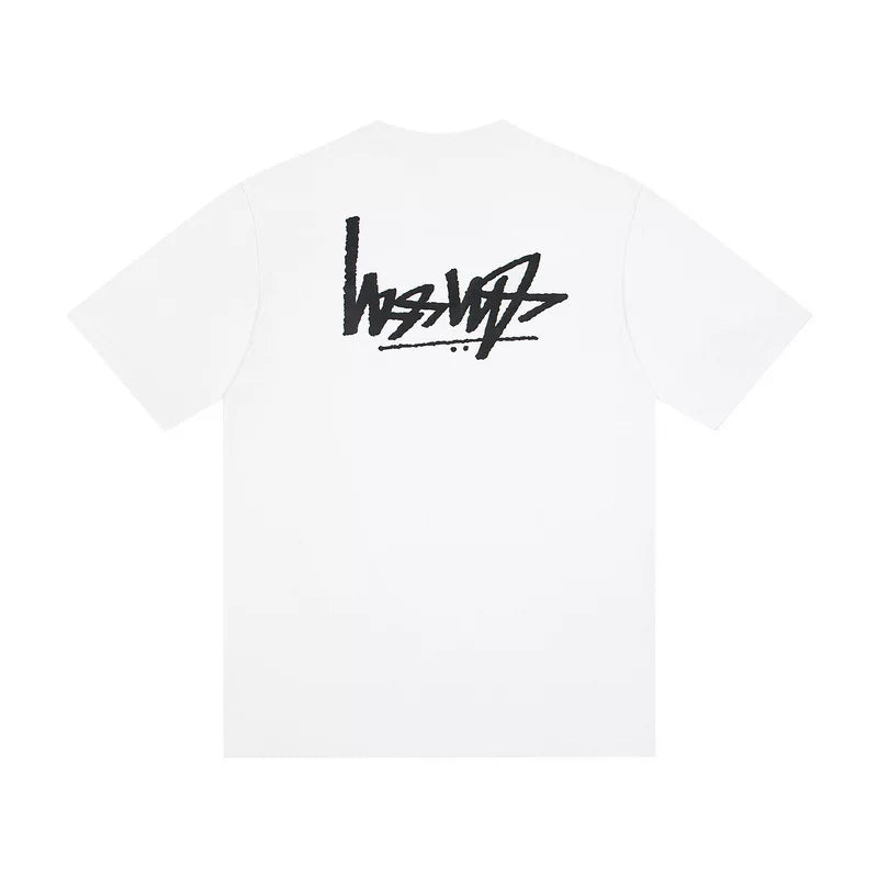 STUSSY White Brush Script Back Print Tee