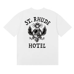 Rhude St. Rhude Hotel Chest Crest Graphic Short Sleeve T-Shirt