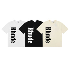 Rhude Vertical Bold Letter Logo Graphic Short Sleeve T-Shirt