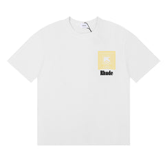 Rhude Geometric Square Layered Logo Graphic White Short Sleeve T‑Shirt
