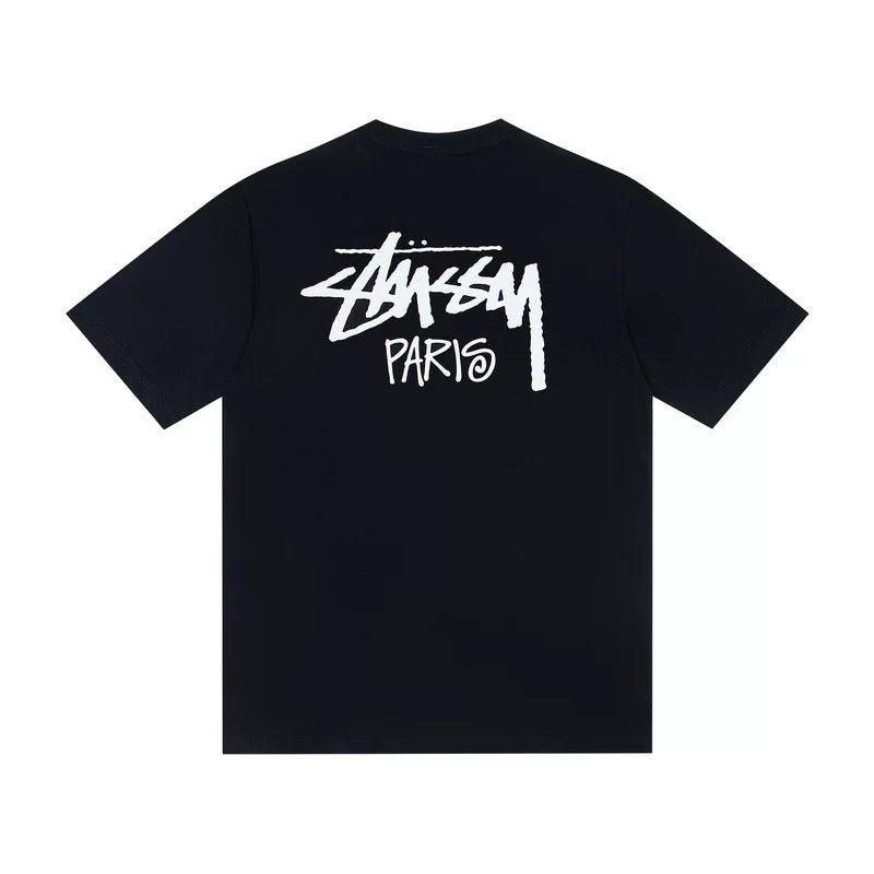 STUSSY Black Paris Front Logo Tee