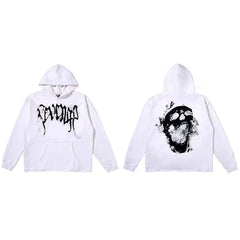 Revenge Smoke Skull Arch Logo Pullover Hoodie white