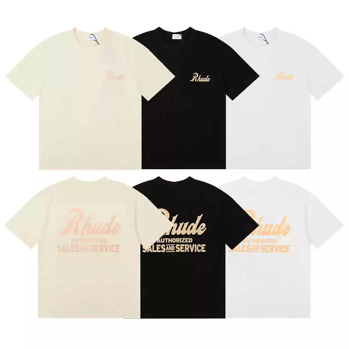 Rhude Authorized Sales And Service Front & Back Script Logo Short Sleeve T-Shirt