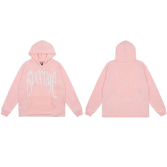 Revenge x Playboy Rhinestone / Outline Bunny Arch Logo Pullover Hoodie Pink