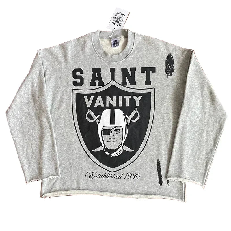 SAINT VANITY Retro Fashion Print Casual Sweatshirt and Shorts Set