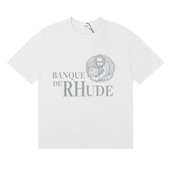 Rhude Banque De Rhude Lion Emblem Graphic White Short Sleeve T‑Shirt