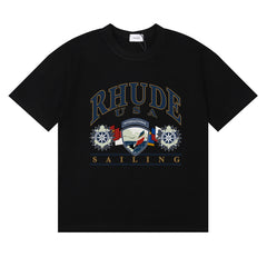 Rhude USA International Sailing Nautical Crest Graphic Short Sleeve T-Shirt