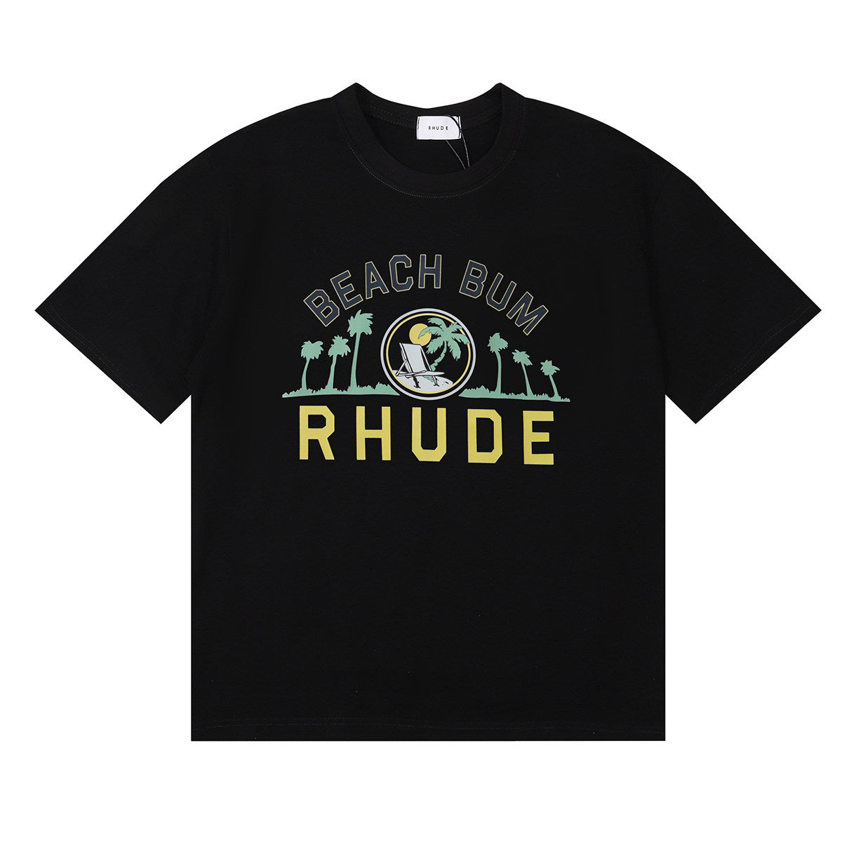 Rhude Beach Bum Palm Tree Beach Graphic Short Sleeve T-Shirt