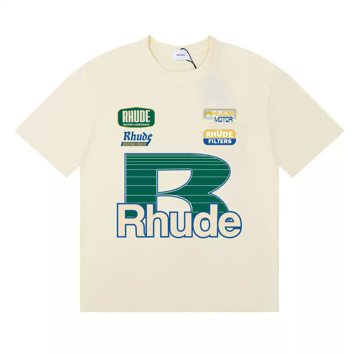 Rhude Racing Motor Large R Logo Badge Graphic Short Sleeve T-Shirt