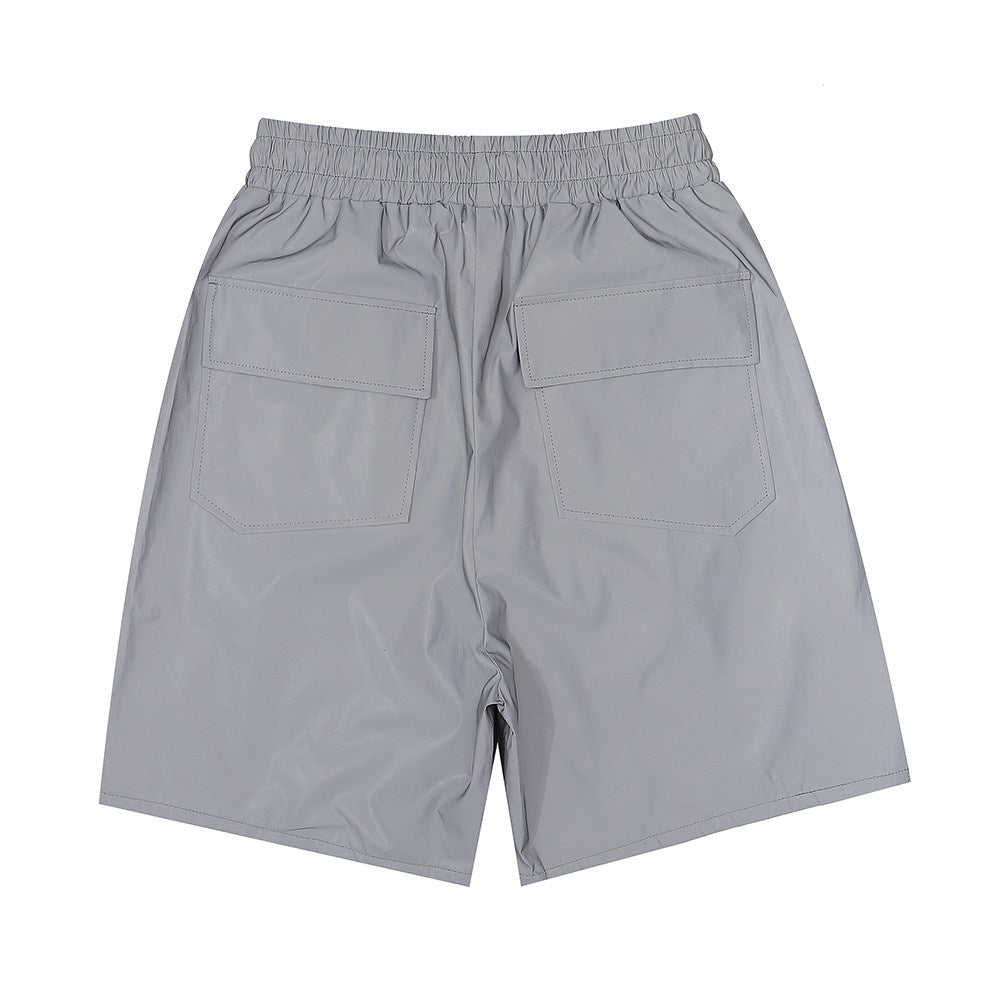 Rhude Large Outline Logo Print Drawstring Grey Streetwear Shorts