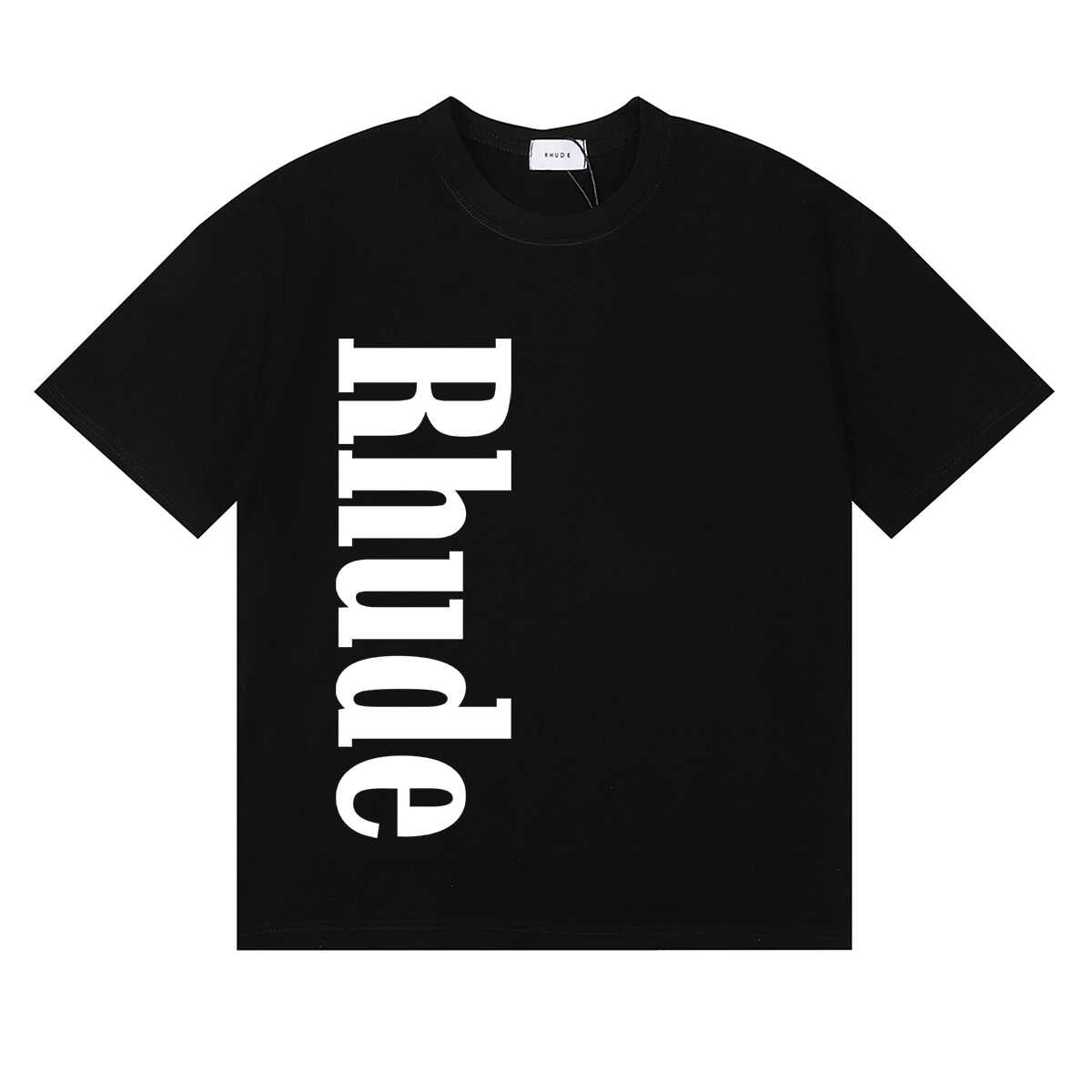 Rhude Vertical Bold Letter Logo Graphic Short Sleeve T-Shirt