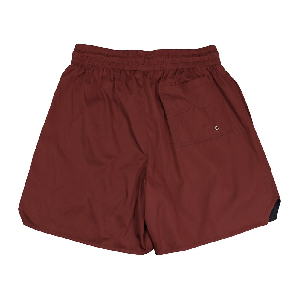 Rhude Bold Logo Yellow Drawstring Burgundy Streetwear Board Shorts