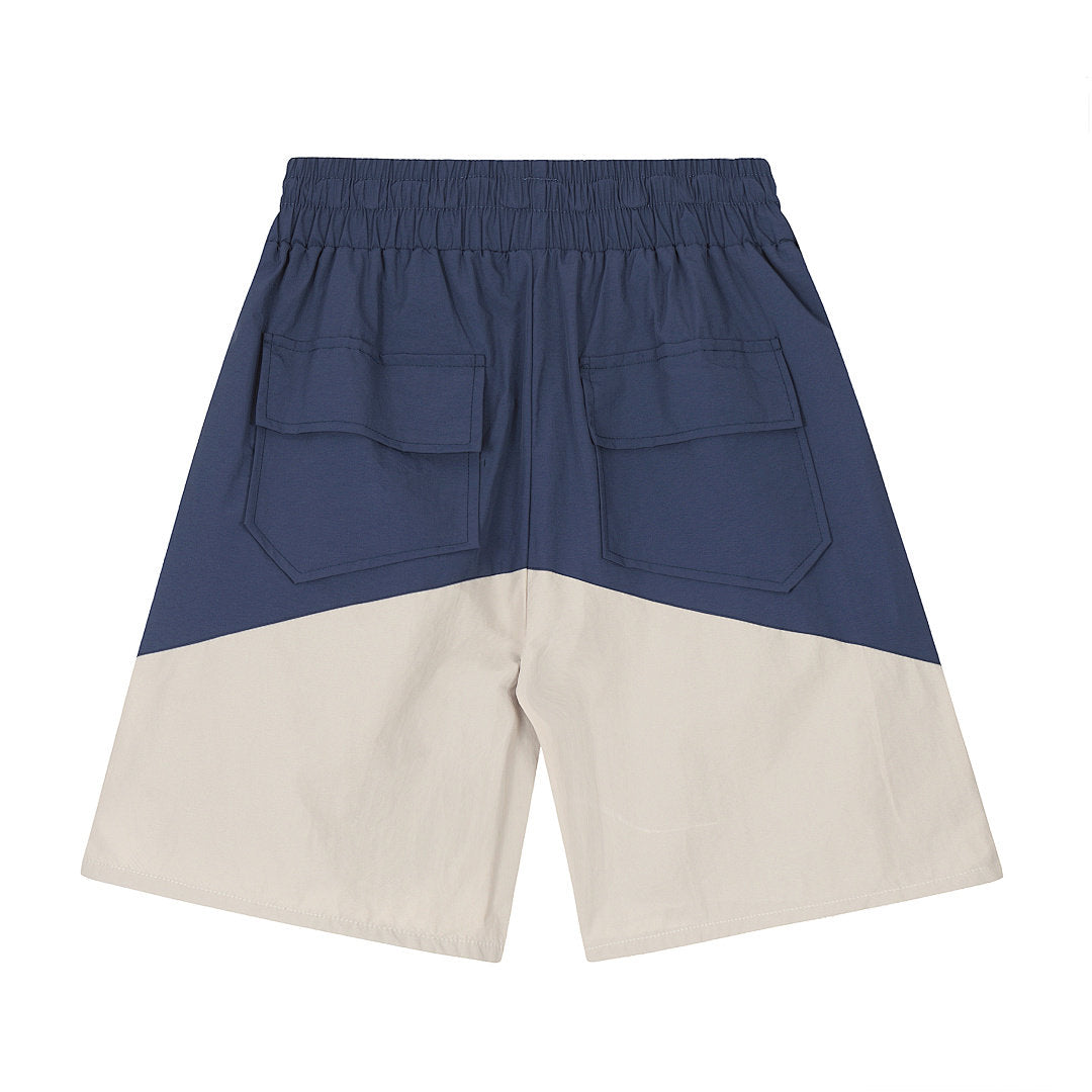 Rhude Chevron Color‑Block Split Logo Yellow Drawstring Streetwear Shorts