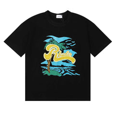Rhude Tropical Palm Beach Script Logo Graphic Short Sleeve T-Shirt
