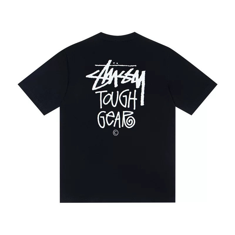 STUSSY Black Tough Gear Back Print Tee