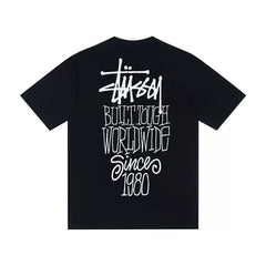 STUSSY Black Stacked Text Back Print Tee