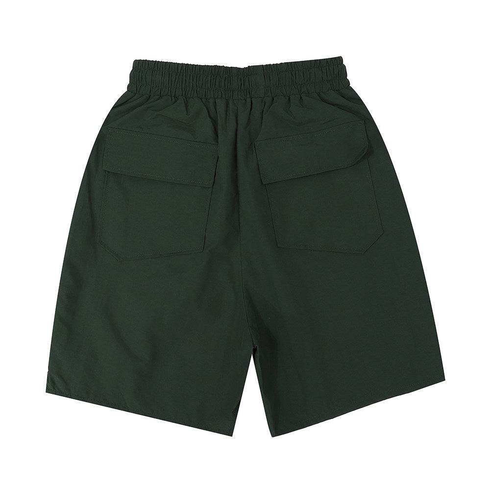 Rhude Large Outline Logo Print Drawstring Green Streetwear Shorts