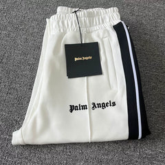 Palm Angels White Black Stripe Track Pants Unisex