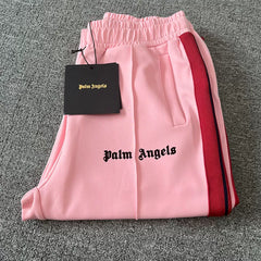 Palm Angels Pink Red Stripe Track Pants Unisex