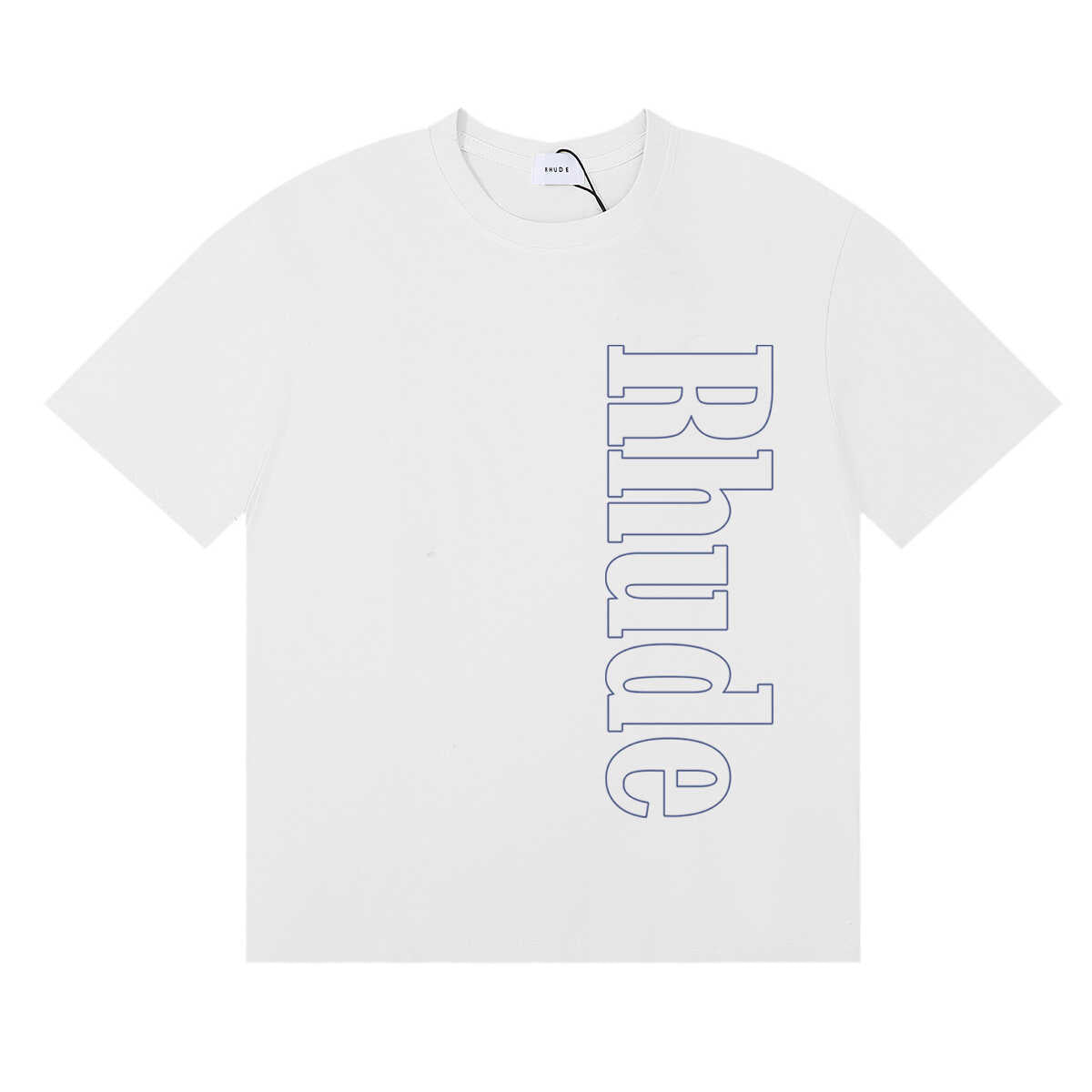 Rhude Vertical Outline Letter Logo Graphic Short Sleeve T-Shirt