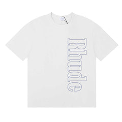 Rhude Vertical Outline Letter Logo Graphic Short Sleeve T-Shirt
